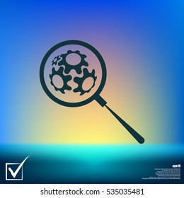 Flat paper cut style icon of magnifier. Vector illustration