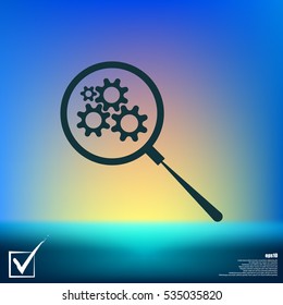 Flat paper cut style icon of magnifier. Vector illustration