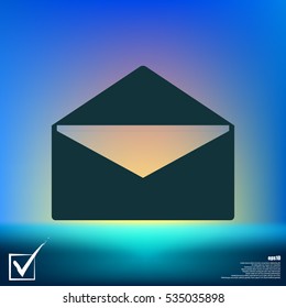Flat paper cut style icon of envelope. E-mail symbol