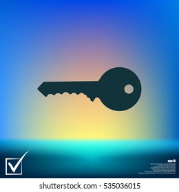 Flat paper cut style icon of an old key. Vector illustration