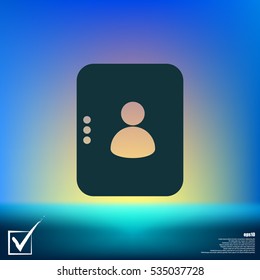 Flat paper cut style icon of an address book. Vector illustration