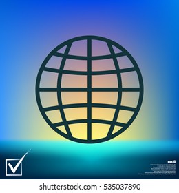 Flat paper cut style icon of globe. Vector illustration