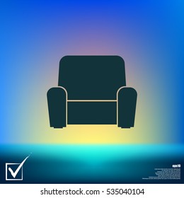 Flat paper cut style icon of furniture. Vector illustration