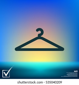 Flat paper cut style icon of hanger. Vector illustration