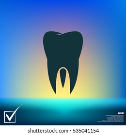 Flat paper cut style icon of tooth. Dentistry symbol icon vector illustration
