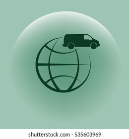 Flat paper cut style icon of vehicle. Delivery car symbol vector illustration
