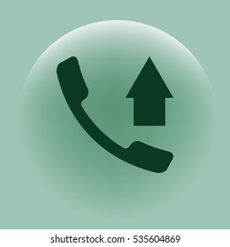 Flat paper cut style icon of out-coming call. Vector illustration
