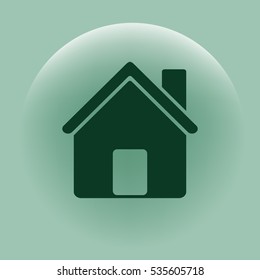Flat paper cut style icon of house. Vector illustration