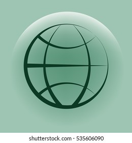 Flat paper cut style icon of globe. Vector illustration