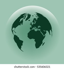Flat paper cut style icon of globe. Vector illustration