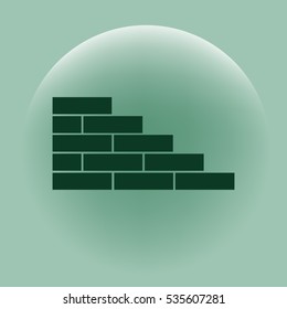 Flat paper cut style icon of brickwork fragment. Vector illustration