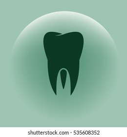 Flat paper cut style icon of tooth. Dentistry symbol icon vector illustration