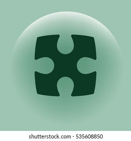 Flat paper cut style icon of puzzle part