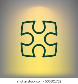 Flat paper cut style icon of puzzle part