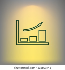 Flat paper cut style icon of a diagram. Vector illustration