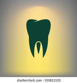 Flat paper cut style icon of tooth. Dentistry symbol icon vector illustration