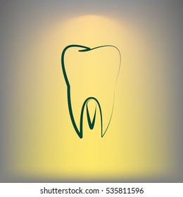Flat paper cut style icon of tooth. Dentistry symbol icon vector illustration