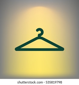 Flat paper cut style icon of hanger. Vector illustration