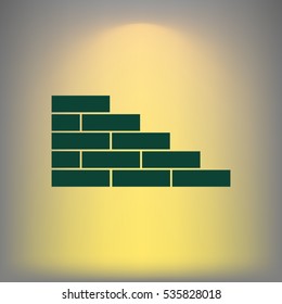 Flat paper cut style icon of brickwork fragment. Vector illustration