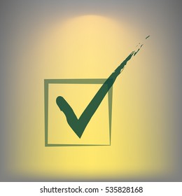 Flat paper cut style icon of check box. Vector illustration