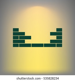 Flat paper cut style icon of brickwork fragment. Vector illustration