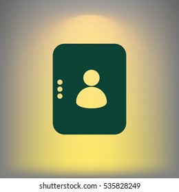 Flat paper cut style icon of an address book. Vector illustration