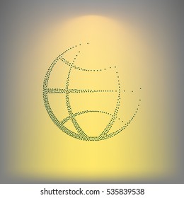 Flat paper cut style icon of globe. Vector illustration