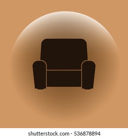 Flat paper cut style icon of furniture. Vector illustration