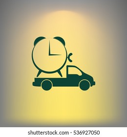 Flat paper cut style icon of vehicle. Delivery car symbol vector illustration
