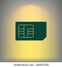 Flat paper cut style icon of a sim card. Vector illustration