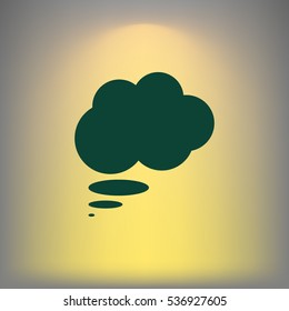 Flat paper cut style icon of thought cloud. Vector illustration