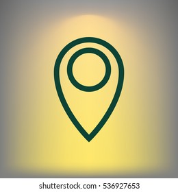 Flat paper cut style icon of map pointer vector illustration