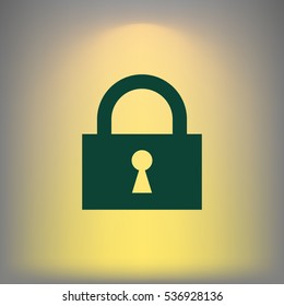 Flat paper cut style icon of a lock. Vector illustration