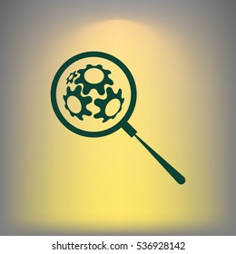Flat paper cut style icon of magnifier. Vector illustration