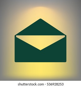 Flat paper cut style icon of envelope. E-mail symbol