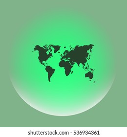 Flat paper cut style icon of World Map. Vector illustration