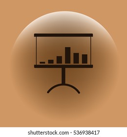 Flat paper cut style icon of a presentation stand. Vector illustration