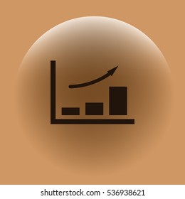 Flat paper cut style icon of a diagram. Vector illustration