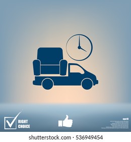 Flat paper cut style icon of vehicle. Delivery car symbol vector illustration