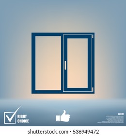 Flat paper cut style icon of modern window. Vector illustration