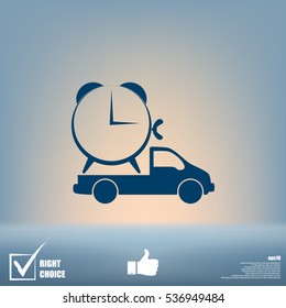 Flat paper cut style icon of vehicle. Delivery car symbol vector illustration