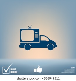 Flat paper cut style icon of vehicle. Delivery car symbol vector illustration