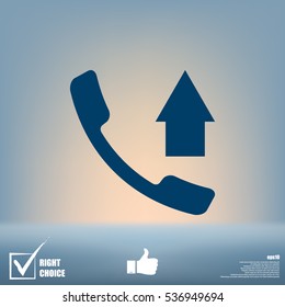 Flat paper cut style icon of out-coming call. Vector illustration