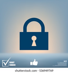 Flat paper cut style icon of a lock. Vector illustration
