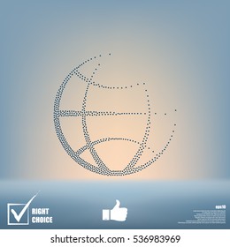 Flat paper cut style icon of globe. Vector illustration