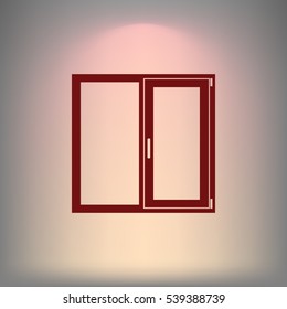 Flat paper cut style icon of modern window. Vector illustration