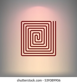 Flat paper cut style icon of floor heating. Vector illustration