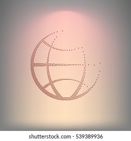 Flat paper cut style icon of globe. Vector illustration