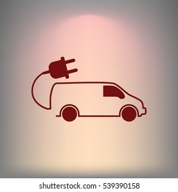 Flat paper cut style icon of an eco car. Vector illustration