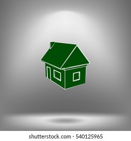 Flat paper cut style icon of house model vector illustration